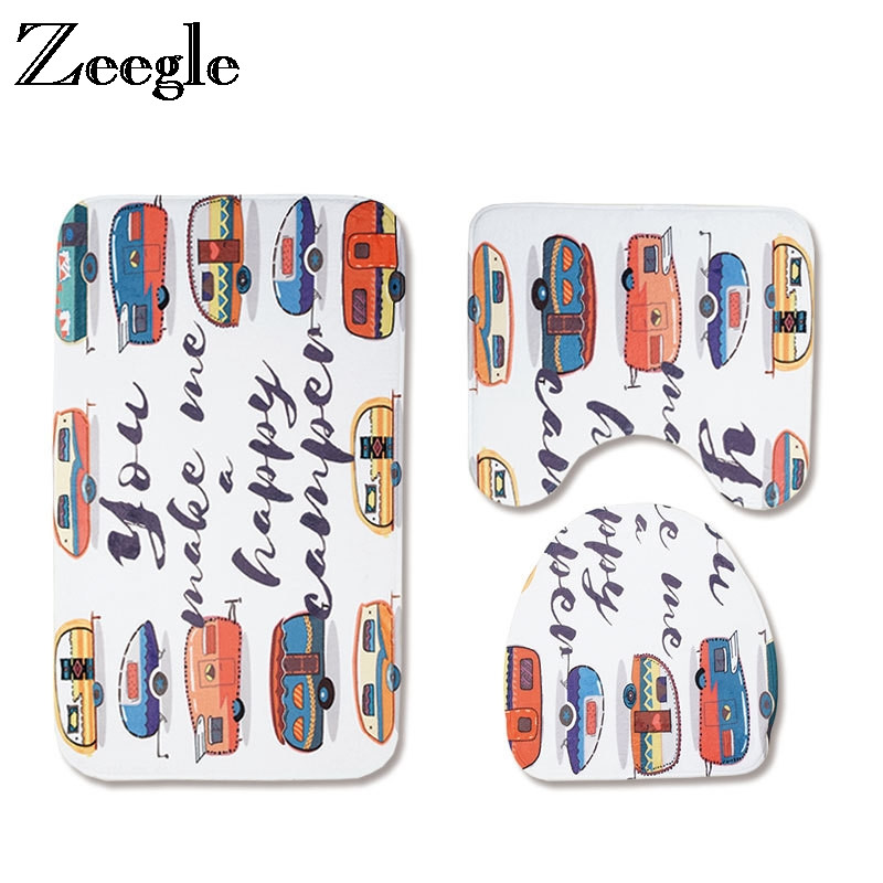 Zeegle Cartoon Bus Mat Vannas istabas Absorbējošie Tualetes Paklāji Vannas istabas Paklājs Pretslīdes grīdas Paklājiņš Memory Foam Vannas Paklājiņš Vannas istabas Paklājs