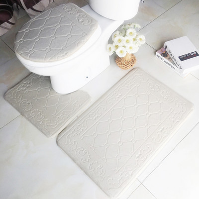 Zeegle 3D reljefna memorijska pjena prostirka za kupaonicu WC prostirka 3 kom/set Kupaonska prostirka Protuklizni tepih za kupaonske prostirke za kadu Set prostirki za kupaonicu