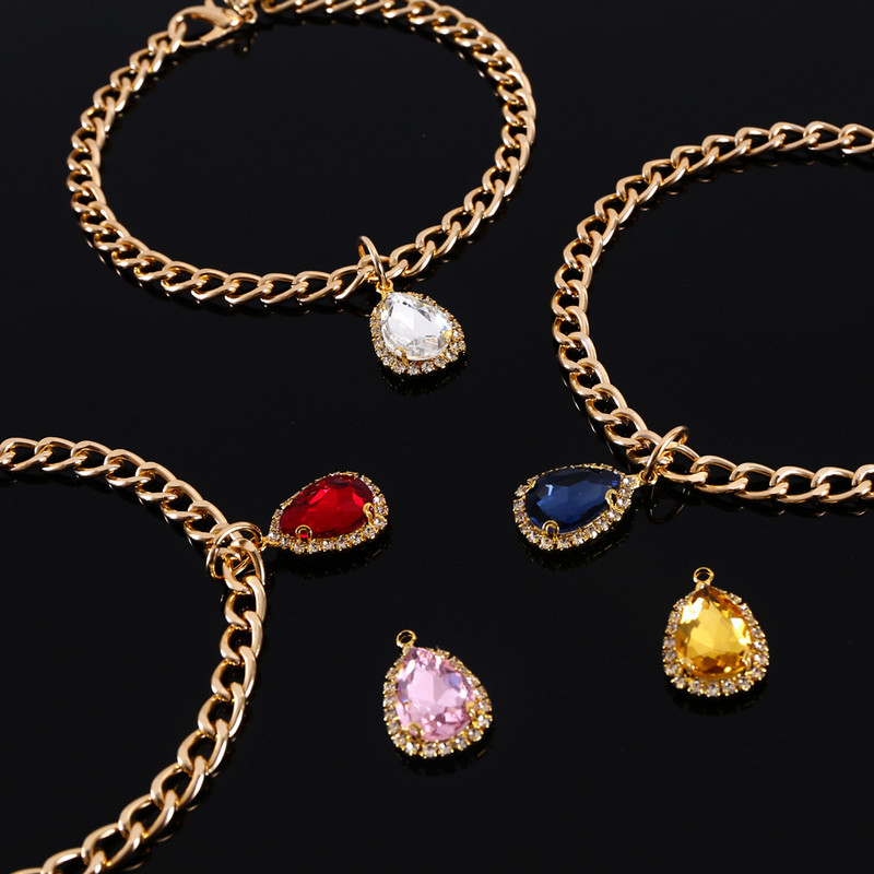 Eleganta mājdzīvnieku kaklarota kaķiem Teardrop Crystal Girl Resin Suņiem Apkakles Regulējama Ķēde Dzimšanas dienas ballītes Kaķēnu Kakla aksesuāri