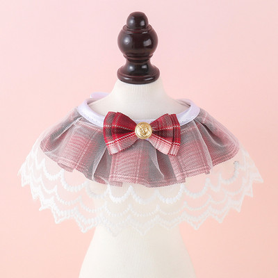 Čipkasti rukavi Dodaci za kućne ljubimce Ružičasti karirani elegantni modni ovratnici za štene Leptir leptir Ukrasite Podesiva ogrlica za psa