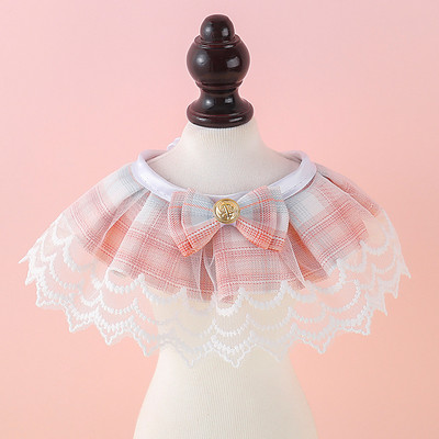 Čipkasti rukavi Dodaci za kućne ljubimce Ružičasti karirani elegantni modni ovratnici za štene Leptir leptir Ukrasite Podesiva ogrlica za psa