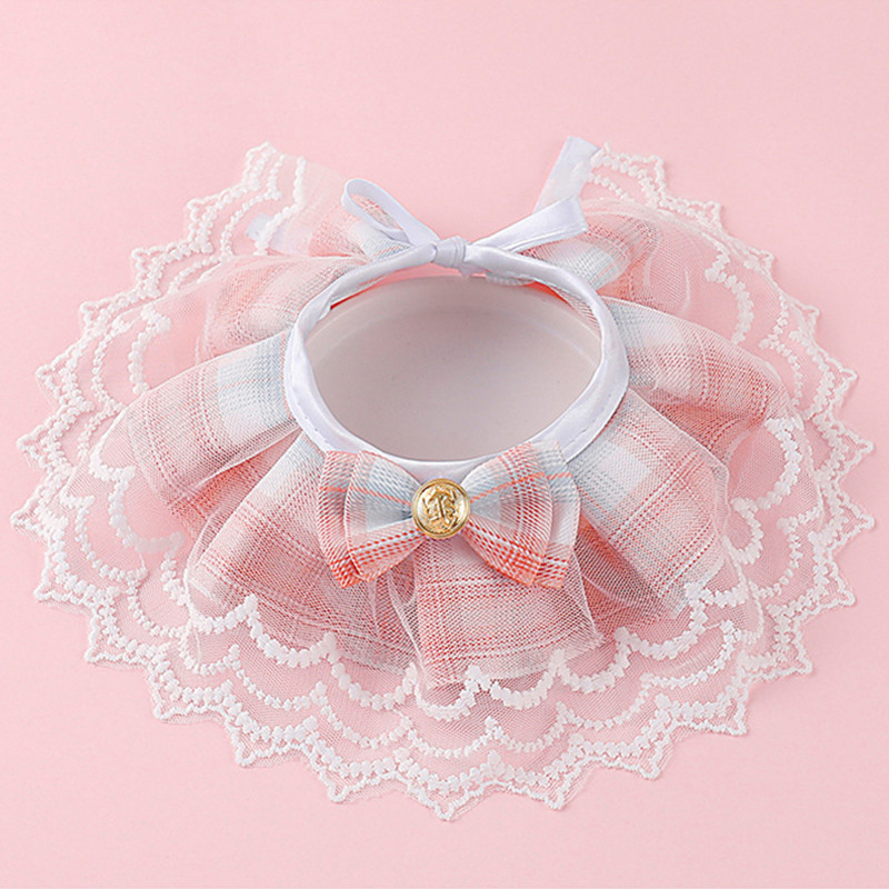 Čipkasti rukavi Dodaci za kućne ljubimce Ružičasti karirani elegantni modni ovratnici za štene Leptir leptir Ukrasite Podesiva ogrlica za psa