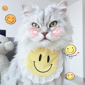 Saulaini rūtaini mājdzīvnieku suņi Bandānas priekšautiņš smaidoša seja Tīras kokvilnas kakla aksesuāri mājdzīvniekiem Karikatūra Dzīvnieku formas Vidēja Suņu kaklasiksnas