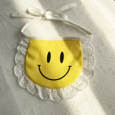 Saulaini rūtaini mājdzīvnieku suņi Bandānas priekšautiņš smaidoša seja Tīras kokvilnas kakla aksesuāri mājdzīvniekiem Karikatūra Dzīvnieku formas Vidēja Suņu kaklasiksnas