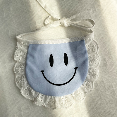 Saulaini rūtaini mājdzīvnieku suņi Bandānas priekšautiņš smaidoša seja Tīras kokvilnas kakla aksesuāri mājdzīvniekiem Karikatūra Dzīvnieku formas Vidēja Suņu kaklasiksnas