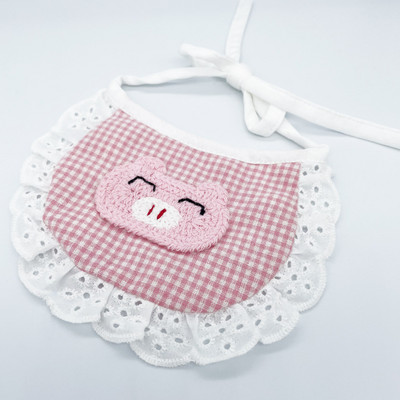 Saulaini rūtaini mājdzīvnieku suņi Bandānas priekšautiņš smaidoša seja Tīras kokvilnas kakla aksesuāri mājdzīvniekiem Karikatūra Dzīvnieku formas Vidēja Suņu kaklasiksnas