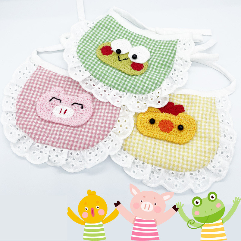 Saulaini rūtaini mājdzīvnieku suņi Bandānas priekšautiņš smaidoša seja Tīras kokvilnas kakla aksesuāri mājdzīvniekiem Karikatūra Dzīvnieku formas Vidēja Suņu kaklasiksnas