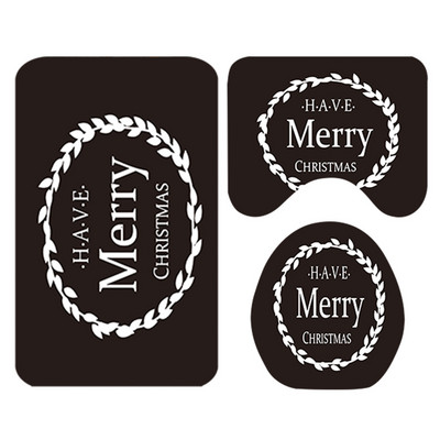 Ziemassvētku stila vannas paklājiņš vannas istabā Mājas apdares paklājs tualetes sēdekļa spilvenam ūdensnecaurlaidīgs pretslīdes dušas kāju paklājiņa komplekts