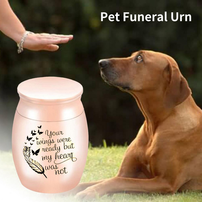 Īpašs mini kremācijas urnas diegu mutes dizains mājdzīvnieku bēru urnas gravēšana, skaidra druka Ģimenes locekļi mājdzīvnieku bēru urna