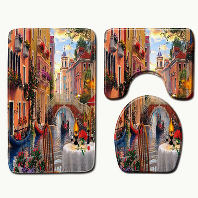 Zeegle 3D Scenic Set prostirki za kupaonicu od memorijske pjene Neklizajuće toaletne prostirke za kupaonicu WC prostirke za kućni dekor Podloga za tuširanje