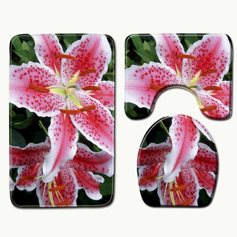 Zeegle saulespuķu raksta vannas paklājiņš neslīdošs dušas paklājiņš grīdas paklājs 3 gab virtuves paklāju komplekts ūdeni absorbējoši vannas paklāji