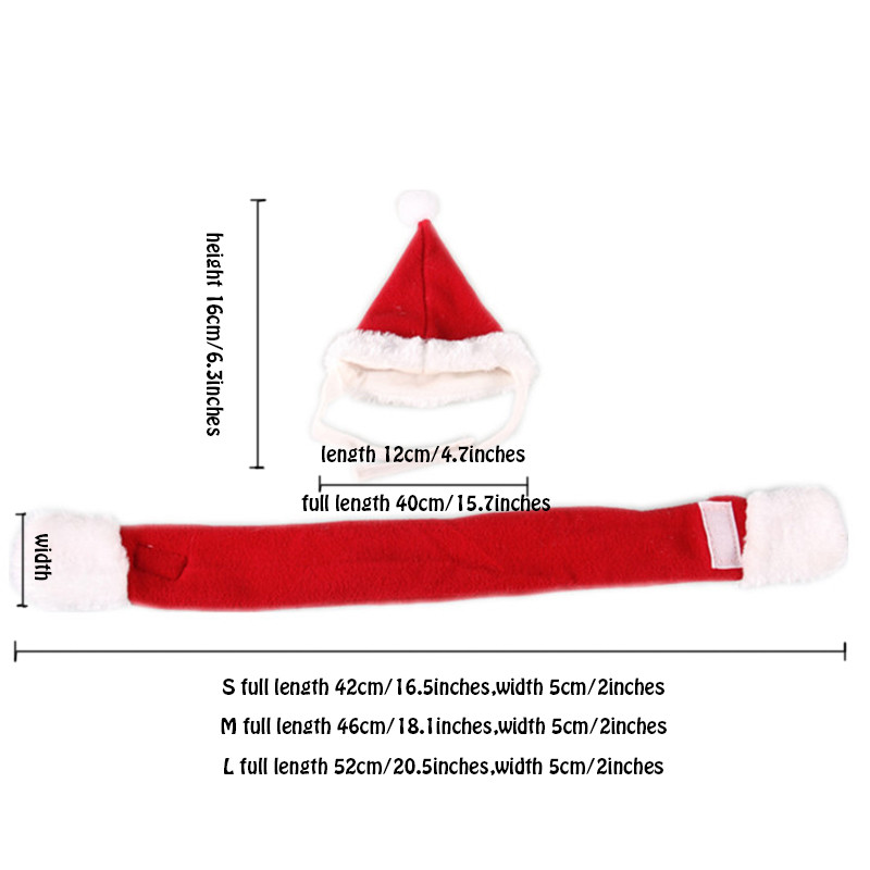 Suņa cepure Ziemassvētku šalle Ziemassvētku vecīša cepure uzvalks silts īss plīša ballītes Cosplay Sarkans saģērbt kucēns kaķēns Apģērbi Aksesuāri