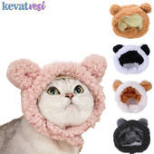 Smieklīga mājdzīvnieka kaķa cepure Jauka lāča ausis kaķu cepure silta plīša mājdzīvnieku galvassega Cosplay foto rekvizīti Kaķēnu kucēnu ballītes kostīmu kaķu aksesuāri