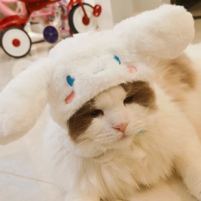 Kaķis Jauka multfilma Dekoratīva Smieklīga kaķa galvassega Kaķu suņa cepure Galvassega Mājdzīvnieks Jauki Smieklīgi Artefakts Silta plīša mājdzīvnieku cepure Mājdzīvnieku foto rekvizīti