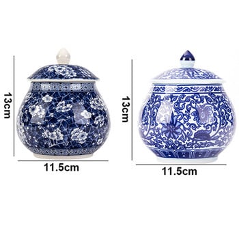 Китайски стил Синьо-бял порцеланов керамичен държач за пепел от домашни любимци Keepsake Memory Pal Ashes Керамична урна Ковчег