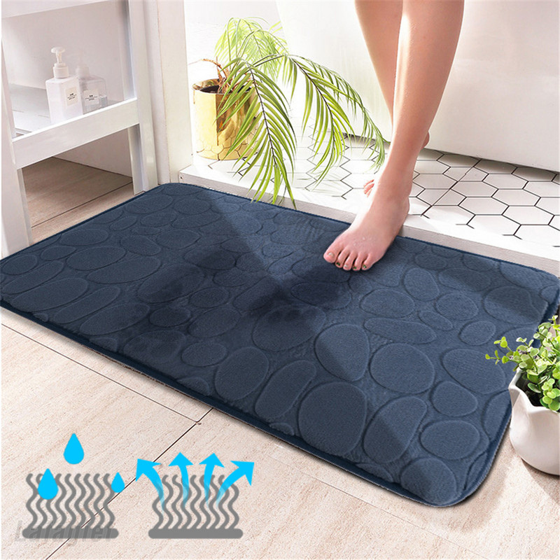 Vannas kāju paklājiņš Bruģakmens reljefs duša Neslīdoši paklāji Absorbējošs mazgājams grīdas paklājs Biezs Memory Foam Pad Vannas istabas durvju paklājs