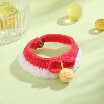 Meka heklana ogrlica za pse, mačke, podesiva vunena ogrlica, slatki dodaci oko vrata za kućne ljubimce, slatko štene, maca, šal za pletenje, leptir mašna, poklon za ljubimca