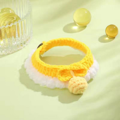 Meka heklana ogrlica za pse, mačke, podesiva vunena ogrlica, slatki dodaci oko vrata za kućne ljubimce, slatko štene, maca, šal za pletenje, leptir mašna, poklon za ljubimca