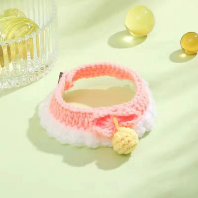 Meka heklana ogrlica za pse, mačke, podesiva vunena ogrlica, slatki dodaci oko vrata za kućne ljubimce, slatko štene, maca, šal za pletenje, leptir mašna, poklon za ljubimca