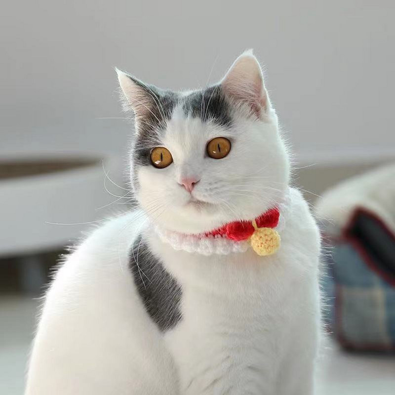 Meka heklana ogrlica za pse, mačke, podesiva vunena ogrlica, slatki dodaci oko vrata za kućne ljubimce, slatko štene, maca, šal za pletenje, leptir mašna, poklon za ljubimca