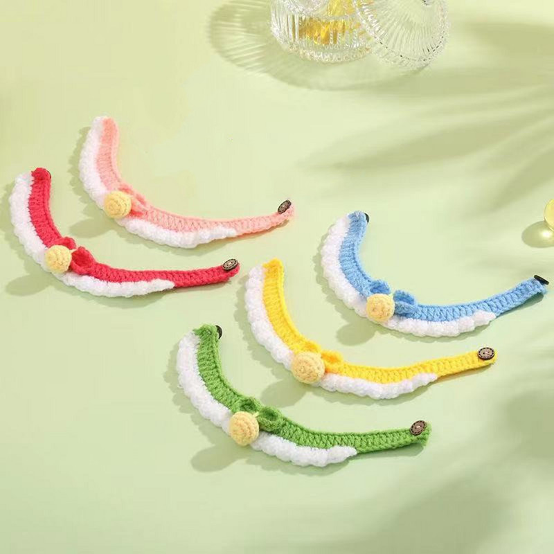 Meka heklana ogrlica za pse, mačke, podesiva vunena ogrlica, slatki dodaci oko vrata za kućne ljubimce, slatko štene, maca, šal za pletenje, leptir mašna, poklon za ljubimca