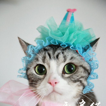 [MPK котешки шапки] Красива котешка шапка, аксесоари за коса за домашни любимци, котешки шапки, шапка за рожден ден на домашен любимец, корона за рожден ден на котка
