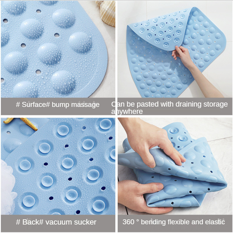 Prostirka za kupaonicu Otirač za WC Otirač za tuširanje Otirač za noge PVC otirač za kupaonicu Sigurnosni tepih za kupaonicu Neklizajuća Vakumska podna prostirka u obliku lepeze