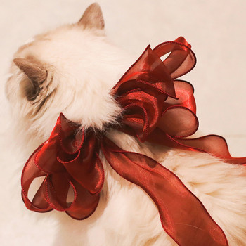 Πριγκίπισσα κορδέλα δαντέλα γιακά για γάτες Κομψή μεταξωτή γάζα κολιέ σκύλου Αξεσουάρ για γάτες Γλυκό γατάκι Διακόσμηση λαιμού για κατοικίδια Φιόγκοι Yorkie Rag