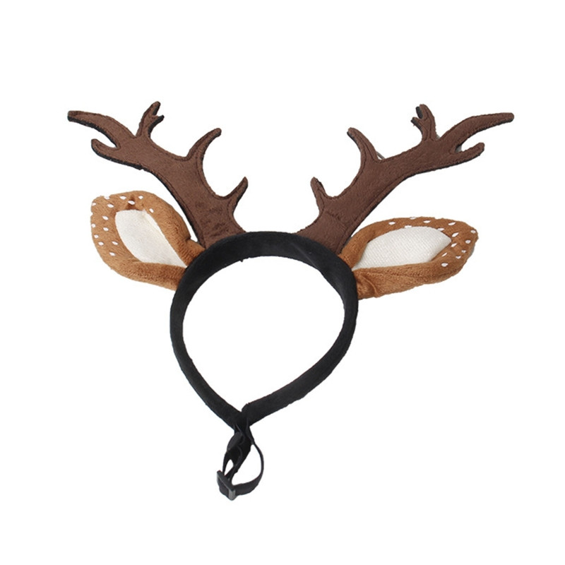 Jauka fotorekvizīta Brūns Ziemassvētku Ragu galvas saite suņiem Kaķiem Mājdzīvniekiem Brūna galvassega Ziemeļbriežu ragi ar ausīm 157A
