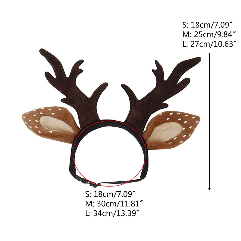 Jauka fotorekvizīta Brūns Ziemassvētku Ragu galvas saite suņiem Kaķiem Mājdzīvniekiem Brūna galvassega Ziemeļbriežu ragi ar ausīm 157A