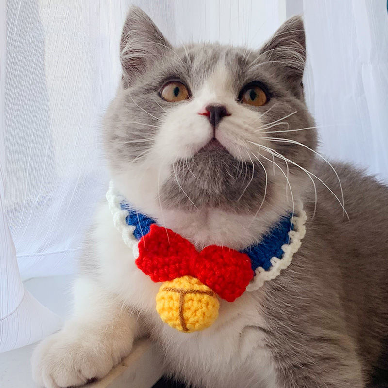 Pređa za kućne ljubimce Pletene ogrlice Mačke Psi Ručno izrađeni rođendanski ukrasi Zvona Bibs Slatki