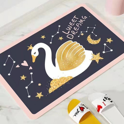 Akmenimis reljefinis vonios kilimėlis Koralų vilnos neslystantis kilimas vonios grindyse Dušo kambario durų kilimėlis su atminties putomis