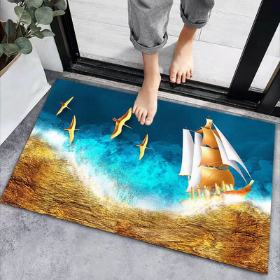 Akmenimis reljefinis vonios kilimėlis Koralų vilnos neslystantis kilimas vonios grindyse Dušo kambario durų kilimėlis su atminties putomis