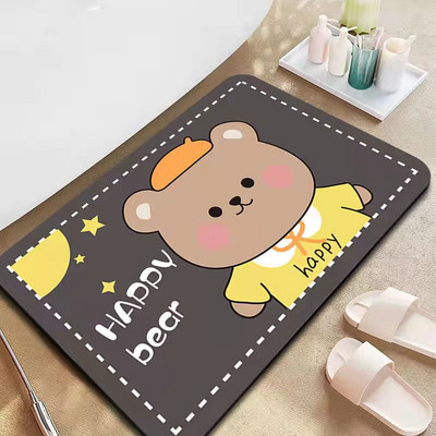 Akmenimis reljefinis vonios kilimėlis Koralų vilnos neslystantis kilimas vonios grindyse Dušo kambario durų kilimėlis su atminties putomis