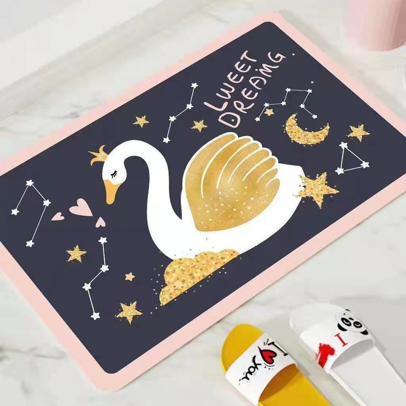 Akmenimis reljefinis vonios kilimėlis Koralų vilnos neslystantis kilimas vonios grindyse Dušo kambario durų kilimėlis su atminties putomis