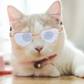 Ретро сърце метални слънчеви очила за котки малки кучета кукли слънчеви очила парти косплей костюм фото опора на открито ежедневни консумативи