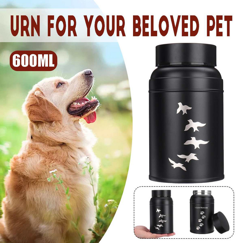 600ML Urne za kremiranje od nehrđajućeg čelika Pogrebne uspomene za kremiranje pasa, mačaka