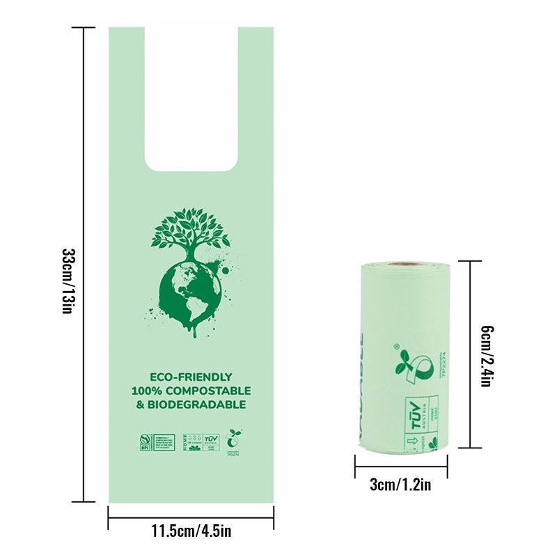 Vreća za pseću kakicu koja se lako veže Vreće za pseći izmet s ručkama, izuzetno čvrste male vreće za smeće, nepropusne 13x9 inča