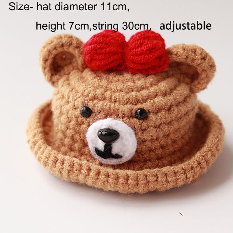 Crtani ručno rađeni šešir od žabe, mačke, vunene pletene kape za pse, kostim mačića s ružičastom jagodom, kapuljača, dodaci za mačke za čivavu, mops