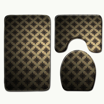 Zeegle 3gab vannas paklājiņa komplekts vannas istabas ģeometriskā raksta tualetes paklājs neslīdošs dušas paklājiņš, pjedestāls dušas paklājs tualetes sēdekļa pārklāja paklājiņš