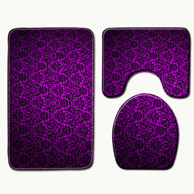 Zeegle 3gab vannas paklājiņa komplekts vannas istabas ģeometriskā raksta tualetes paklājs neslīdošs dušas paklājiņš, pjedestāls dušas paklājs tualetes sēdekļa pārklāja paklājiņš