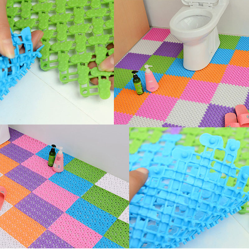 Vannas istabas pretslīdes paklājiņš Vannas istaba Virtuve Daudzkrāsu paklājiņš Dušas istaba Augstas kvalitātes plastmasas paklājiņš 25cm*25cm pēdu masāžas gumijas paklājiņš