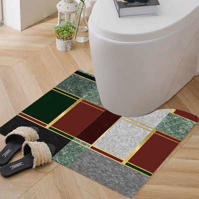 Novi najprodavaniji kupaonski tepih za 2022. Geometrijski uzorak u obliku slova U Vodootporna WC školjka Neklizajuća podloga Kućna podloga za noge Može se prati u perilici