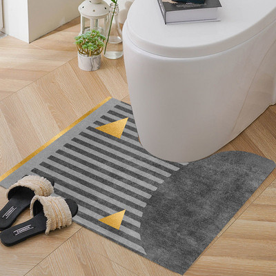 Novi najprodavaniji kupaonski tepih za 2022. Geometrijski uzorak u obliku slova U Vodootporna WC školjka Neklizajuća podloga Kućna podloga za noge Može se prati u perilici