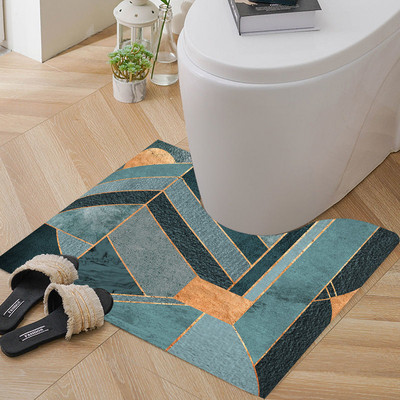 Novi najprodavaniji kupaonski tepih za 2022. Geometrijski uzorak u obliku slova U Vodootporna WC školjka Neklizajuća podloga Kućna podloga za noge Može se prati u perilici