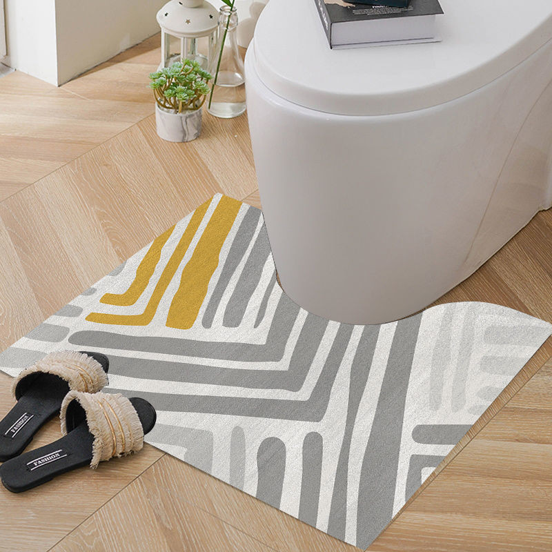 Novi najprodavaniji kupaonski tepih za 2022. Geometrijski uzorak u obliku slova U Vodootporna WC školjka Neklizajuća podloga Kućna podloga za noge Može se prati u perilici