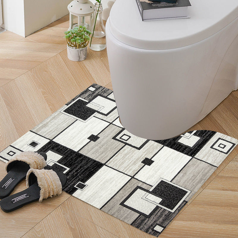 Novi najprodavaniji kupaonski tepih za 2022. Geometrijski uzorak u obliku slova U Vodootporna WC školjka Neklizajuća podloga Kućna podloga za noge Može se prati u perilici