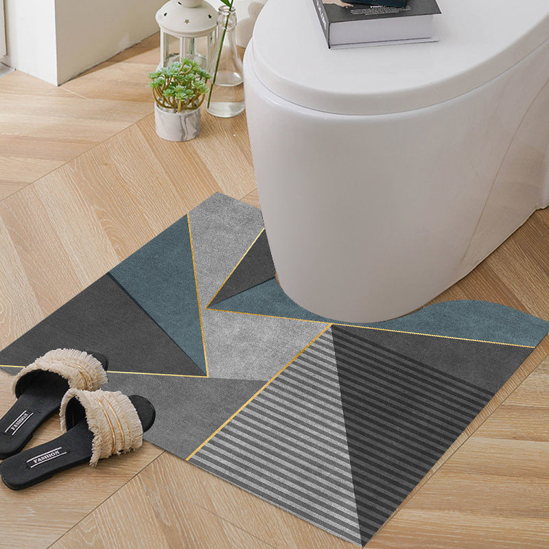 Novi najprodavaniji kupaonski tepih za 2022. Geometrijski uzorak u obliku slova U Vodootporna WC školjka Neklizajuća podloga Kućna podloga za noge Može se prati u perilici