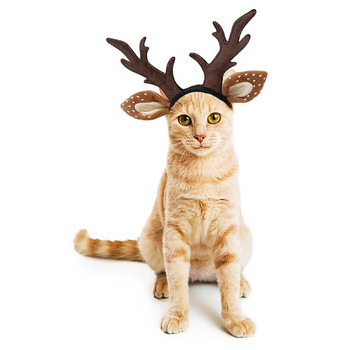 Коледен костюм за уши за домашни любимци, лента за глава с лосове, еленови рога с коледен домашен любимец, куче, котка, костюм, аксесоари за шапки