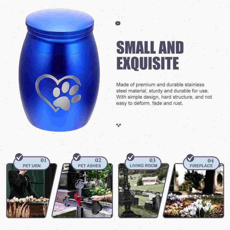 Urne Urne Pas Kremiranje kućnog ljubimca Mačka Memorijalna kutija za uspomenu Psi Životinje Mini mačke Otisak Čelična šapa Pogrebni metalni ukras od nehrđajućeg čelika